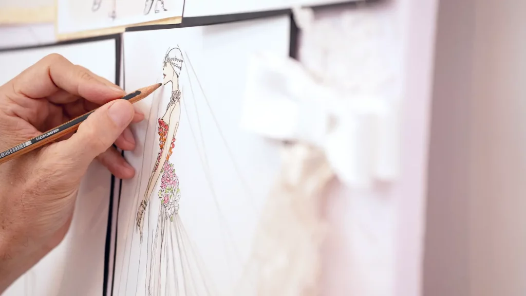 Mauro disegna abito da sposa personalizzato Menì