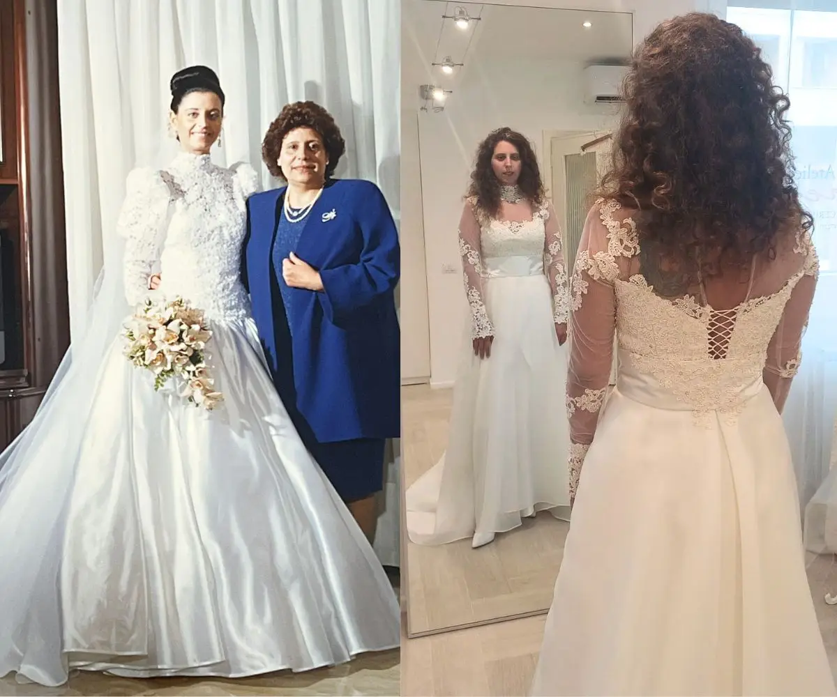 restyling di abito da sposa vintage della mamma