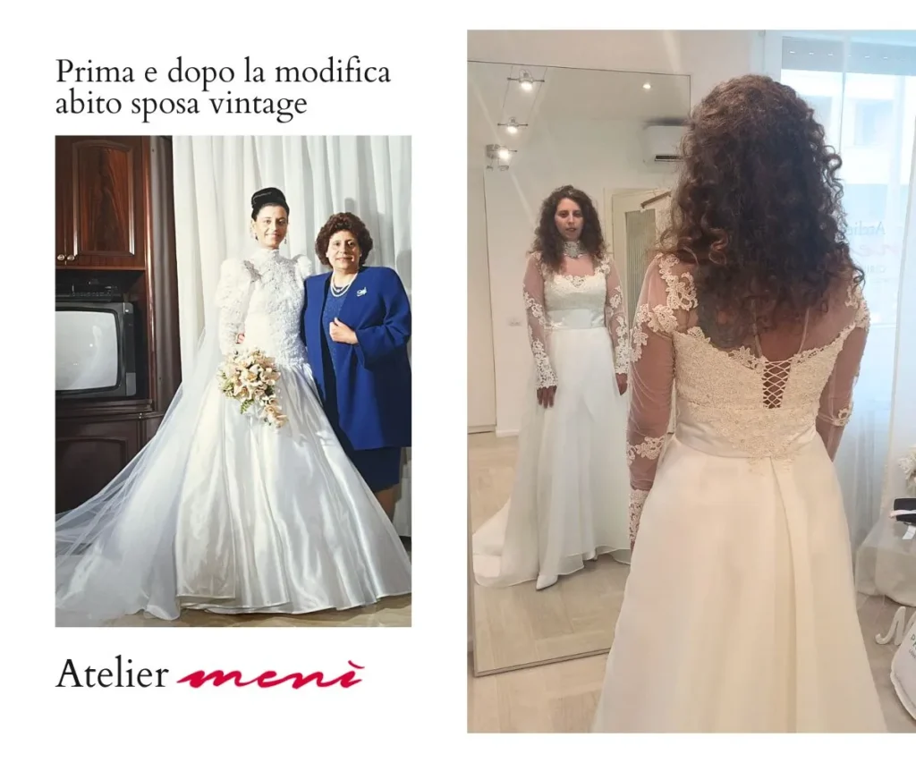 Recupero abito sposa vintage roma prima e dopo