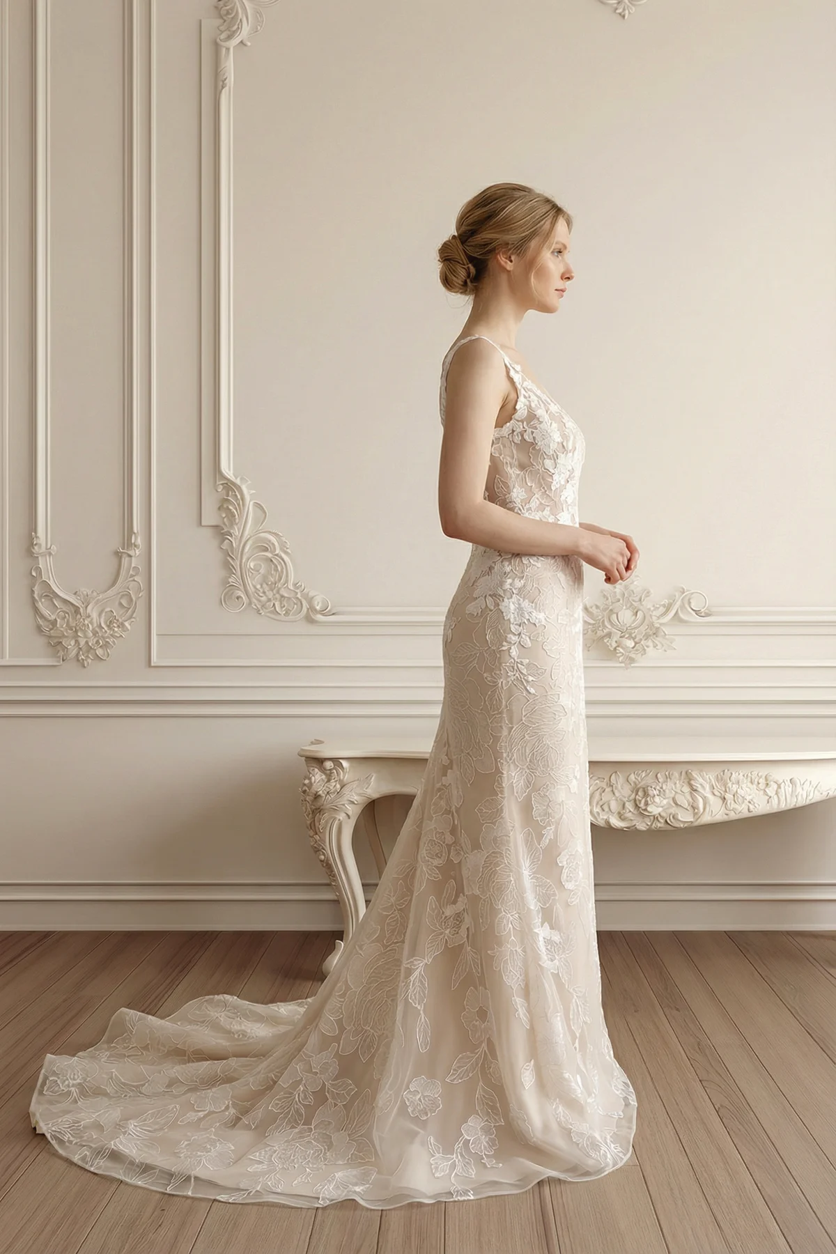 Atelier Menì Abito-Sposa Sirena Pizzo di Lato