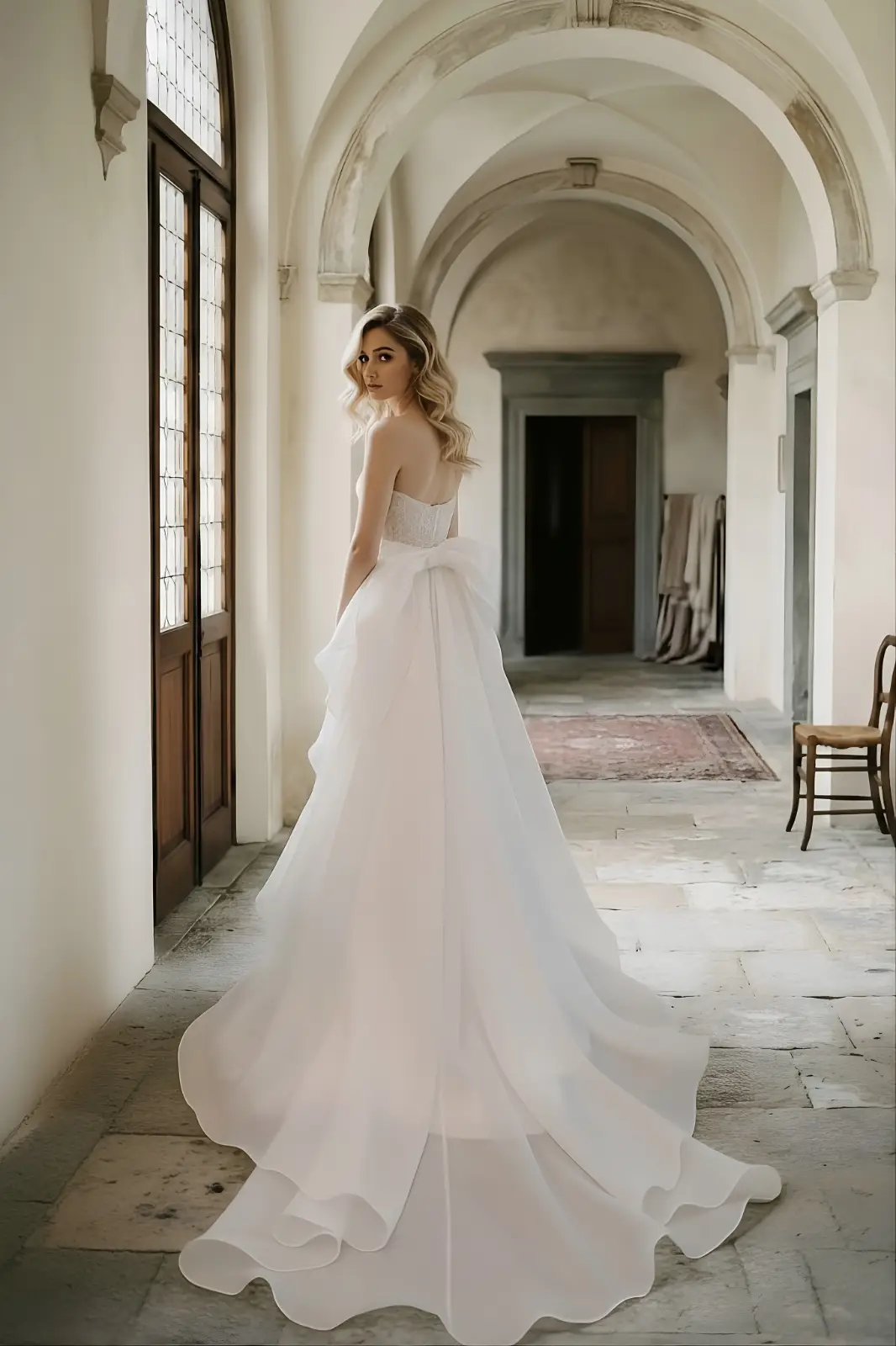 retro abito da sposa in organza e balze, Atelier Menì Roma