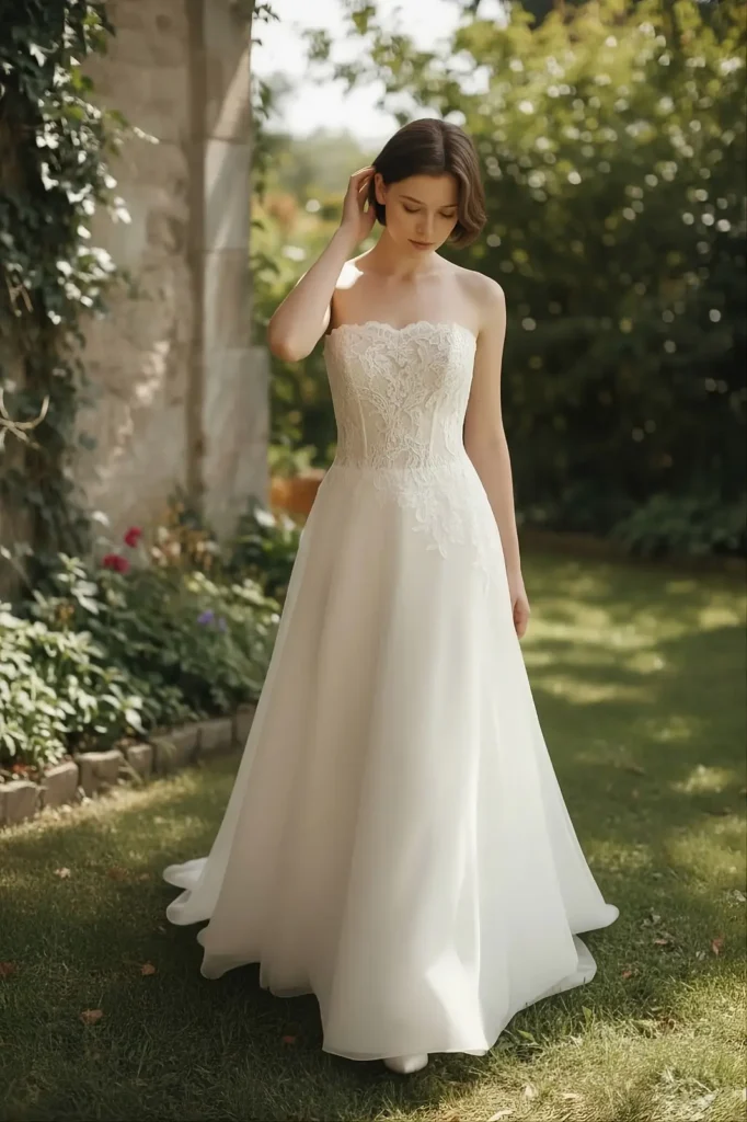 abito da sposa seta con bustino in pizzo e gonna scivolata Atelier Menì