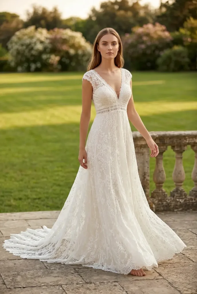 Abito sposa boho chic Roma Atelier Menì
